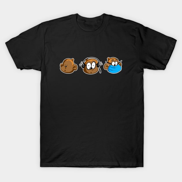 3 Wise Monkeys T-Shirt by Kev Brett Designs